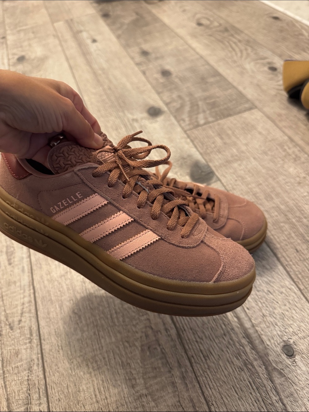 adidas Gazelle Women’s Suede Sneaker in Rosewood with Pink Stripes